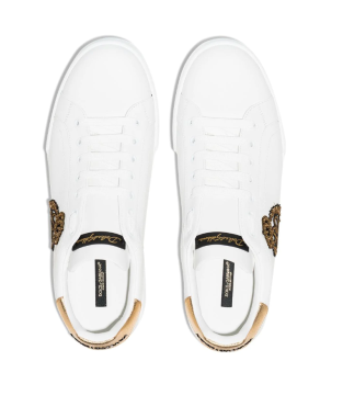 Portofino logo crest leather sneakers - Ayakkabı, Beyaz