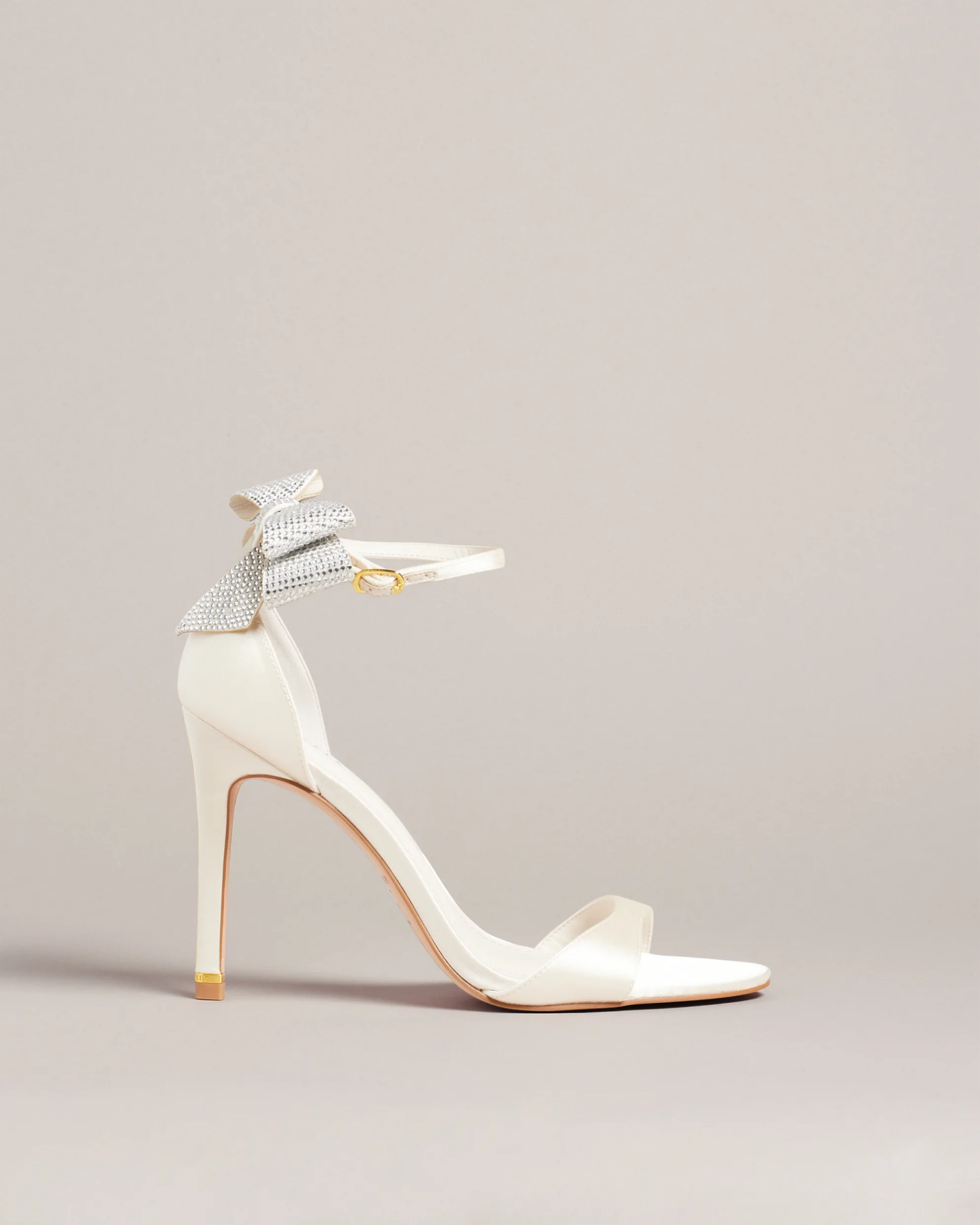 Ted Baker Hemary Satin Crystal Bow Back Sandals Heeled Shoes Model
