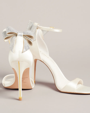 Hemary Satin Crystal Bow Back Sandals - Topuklu Ayakkabı