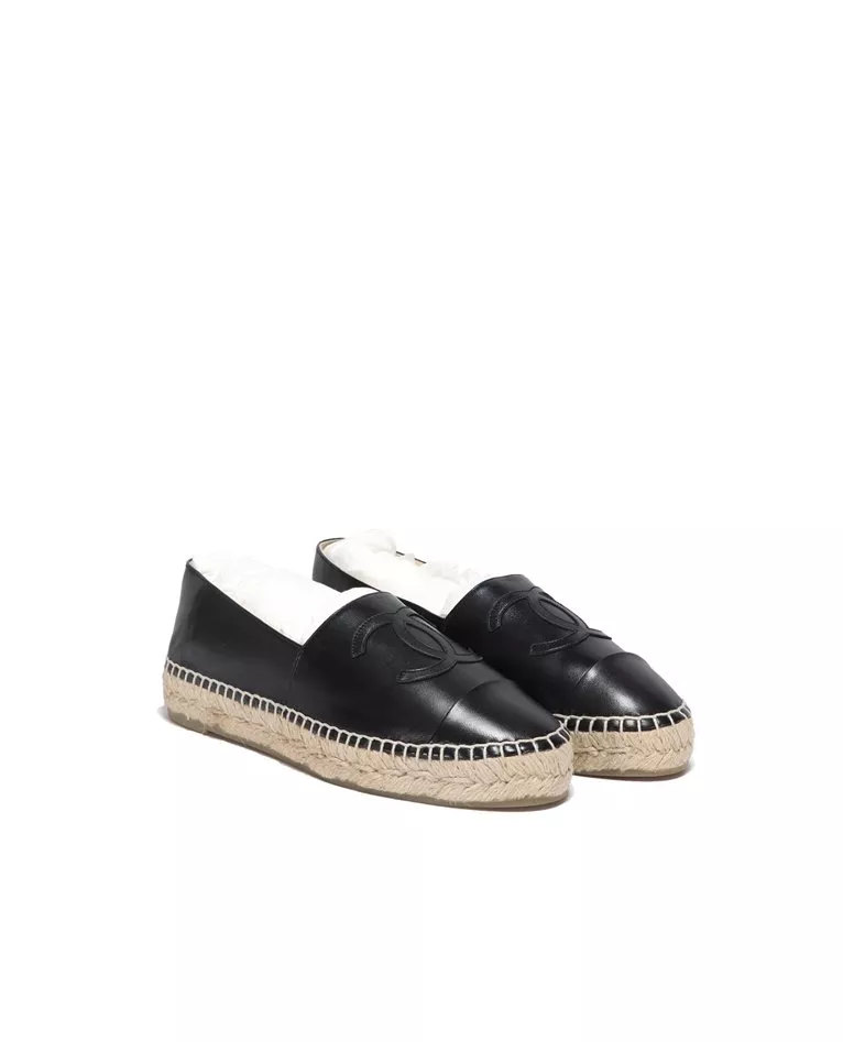 Chanel Leather CC Logo Espadrille Model
