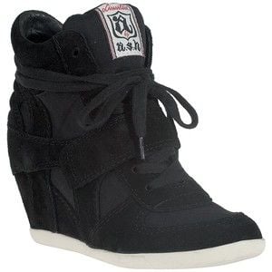 Bowie Suede and Canvas Wedge Sneaker - Shoes, Black