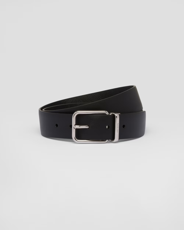 Reversible Saffiano and leather belt - Kemer