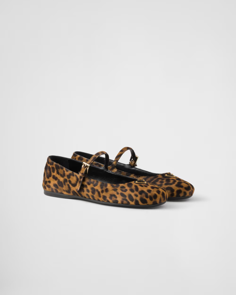 Printed leather ballerinas - Ayakkabı