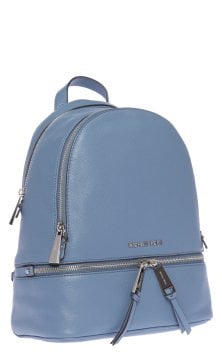 Rhea Zip Leather Backpack - Çanta, Mavi