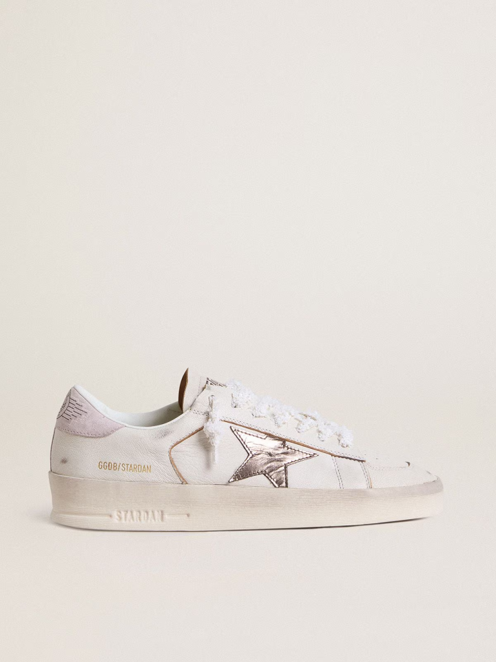 Stardan in nappa leather with metallic silver leather star and pink suede heel tab - Ayakkabı