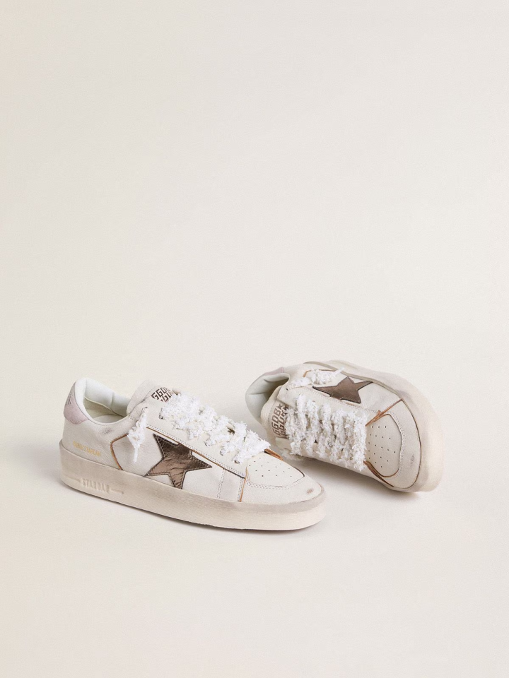 Stardan in nappa leather with metallic silver leather star and pink suede heel tab - Ayakkabı