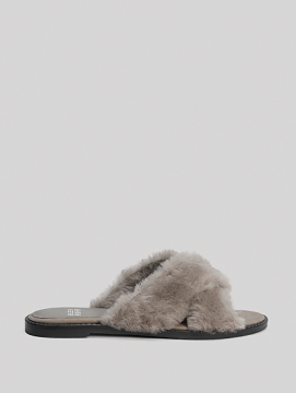 CROSS SHEARLING SLIPPER - Terlik, Gri