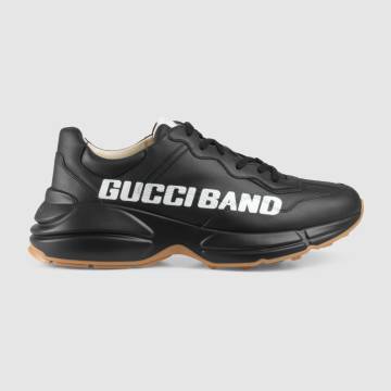 Men's Rhyton Gucci Band sneaker - Ayakkabı, Siyah