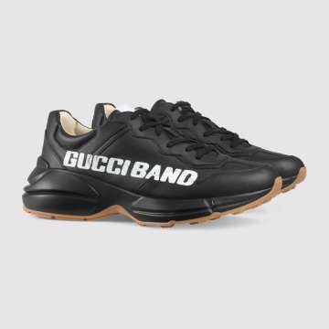 Men's Rhyton Gucci Band sneaker - Ayakkabı, Siyah