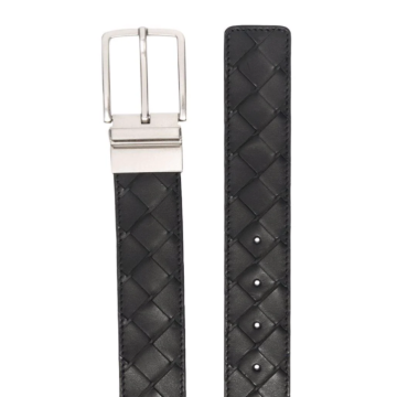 Intrecciato leather belt - Kemer, Siyah