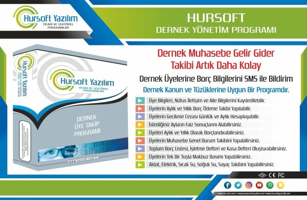 HURSOFT DERNEK TAKİP PROGRAMI (SINIRSIZ ÜYE KAYIT KAPASİTELİ)