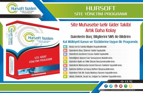 HURSOFT SİTE YÖNETİM PROGRAMI (200 DAİRE KAYIT KAPASİTELİ)