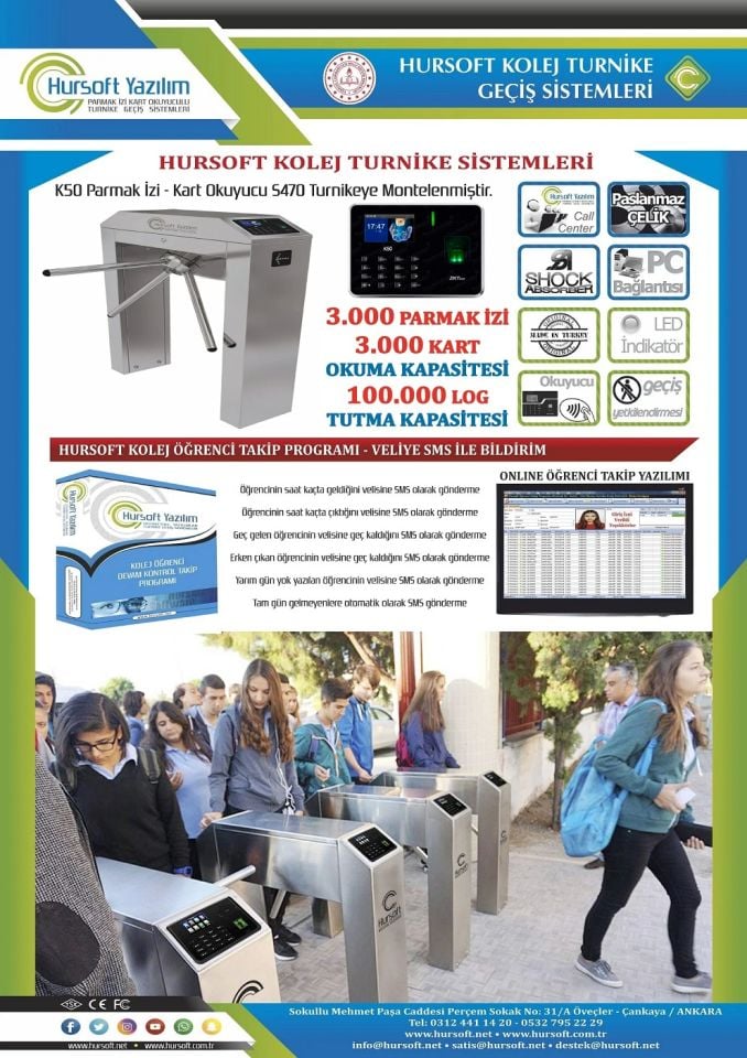 HURSOFT K50 PARMAK İZİ OKUYUCU + HURSOFT KOLEJ ÖĞRENCİ DEVAM KONTROL PROGRAMI