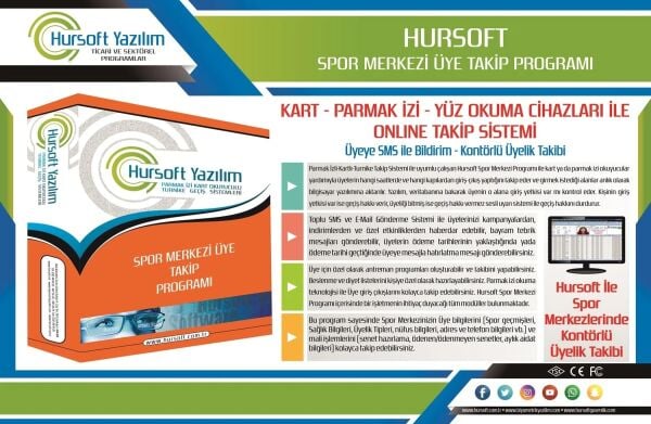 HURSOFT K50 PARMAK İZİ OKUYUCU + HURSOFT SPOR MERKEZİ ÜYE TAKİP PROGRAMI