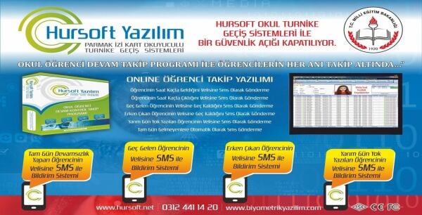 HURSOFT FACE100 YÜZ TANIMA CİHAZI + HURSOFT OKUL ÖĞRENCİ DEVAM KONTROL PROGRAMI