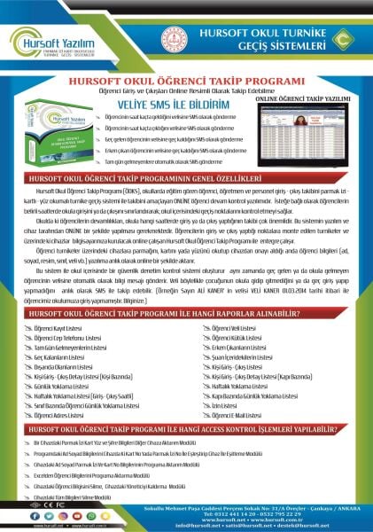 HURSOFT FACE100 YÜZ TANIMA CİHAZI + HURSOFT OKUL ÖĞRENCİ DEVAM KONTROL PROGRAMI