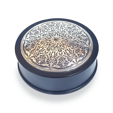 Cylinder Box(Rumi Pattern-Silver Plated)