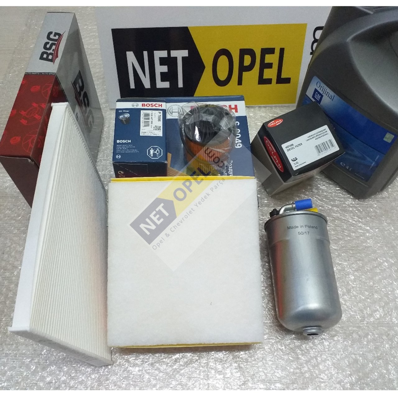 Opel Corsa D Filtre Bakım Seti 5/30 Motor Yağlı 1.3 Motor 2011-2014 BOSCH-DELPHİ Orjinal İçerik..
