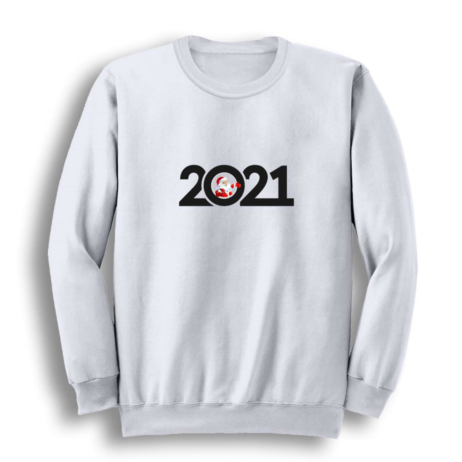 2021 Yeni Yıl Baskılı Bisiklet Yaka Sweatshirt