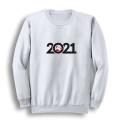 2021 Yeni Yıl Baskılı Bisiklet Yaka Sweatshirt