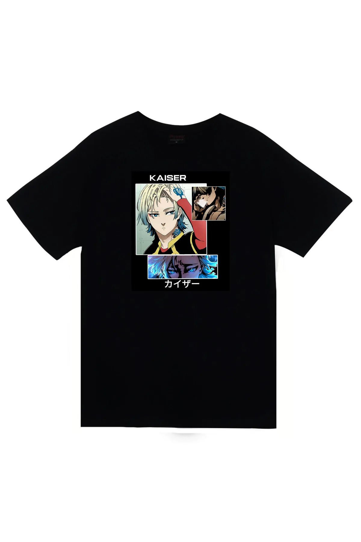 Blue Lock,  Michael Kaiser Anime Baskılı Unisex %100 Pamuk Siyah T-shirt