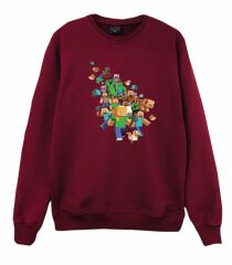 Minecraft Baskılı Sweatshirt