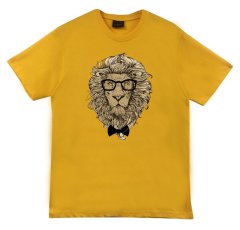 Aslan Gözlüklü Baskılı T-shirt SARI - M