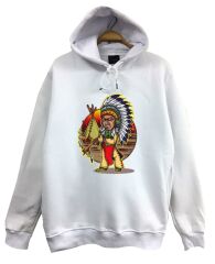 Kızılderili Indian Baskılı Kapüşonlu Sweatshirt