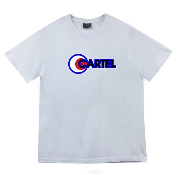 Cartel Baskılı Unisex %100 Pamuk Beyaz T-shirt