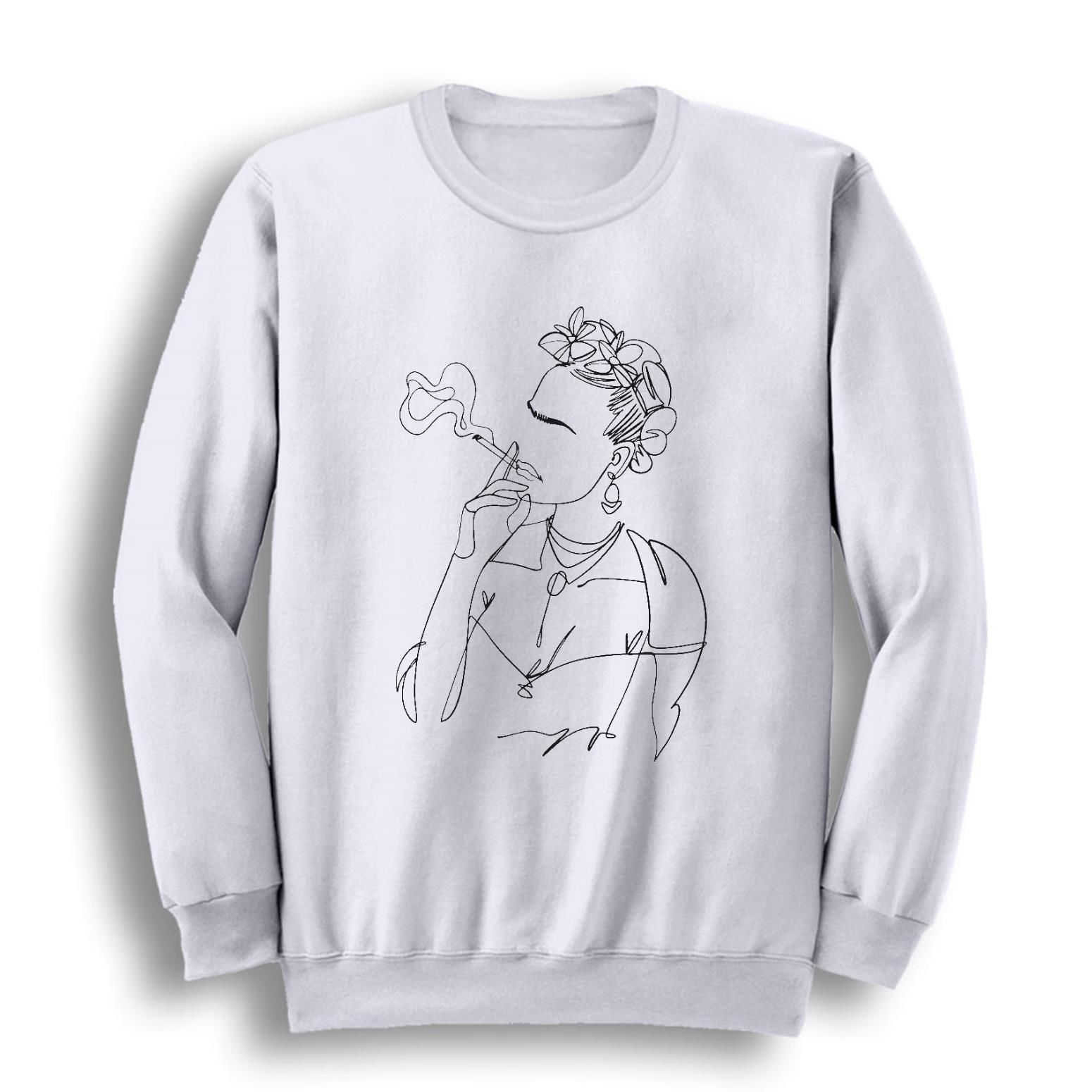 Frida Ressam Baskılı Bisiklet Yaka Sweatshirt