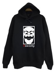 Mr Robot Baskılı Kapüşonlu Sweatshirt SİYAH - L