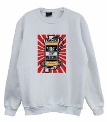 Trance Müzik Baskılı Sweatshirt