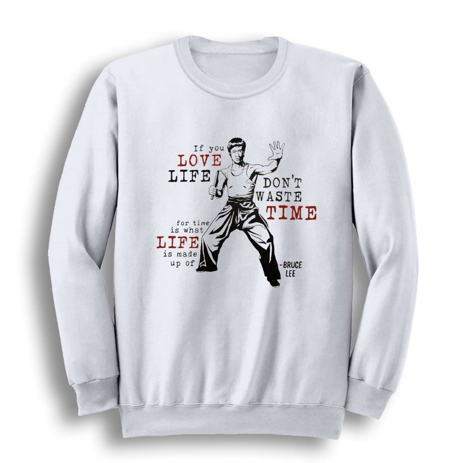 Bruce Lee Baskılı Bisiklet Yaka Sweatshirt