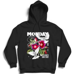 Kuş Ve Çiçek Baskılı Kapşonlu Sweatshirt ( Fame Stoned Gang Collection New Season Hoodie )