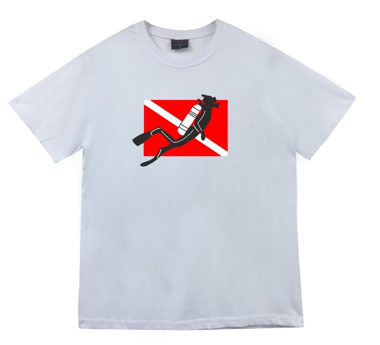 Dalgıç Dalış Bayrağı Tişört BEYAZ - 3XL
