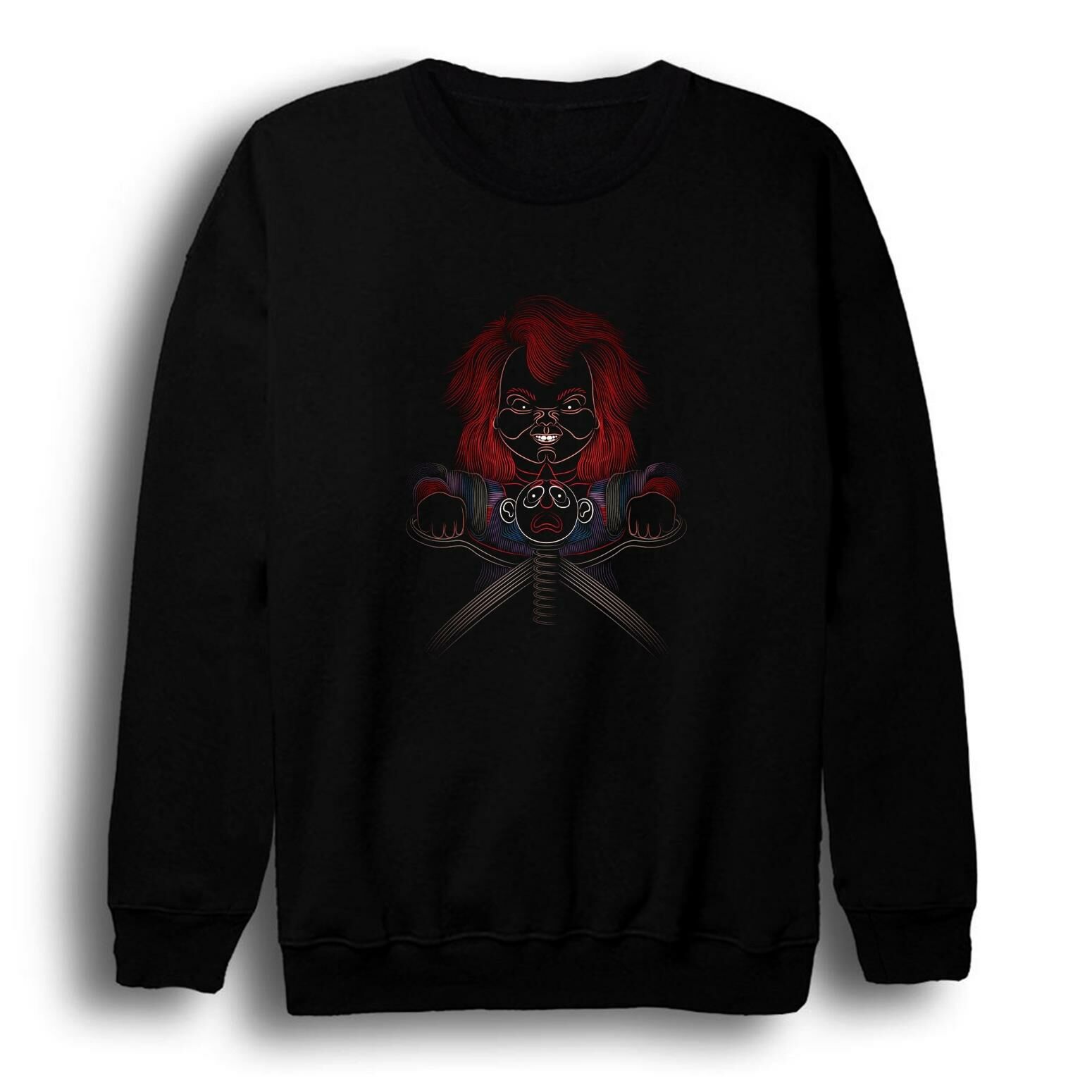 Chucky Film Baskılı Bisiklet Yaka Sweatshirt