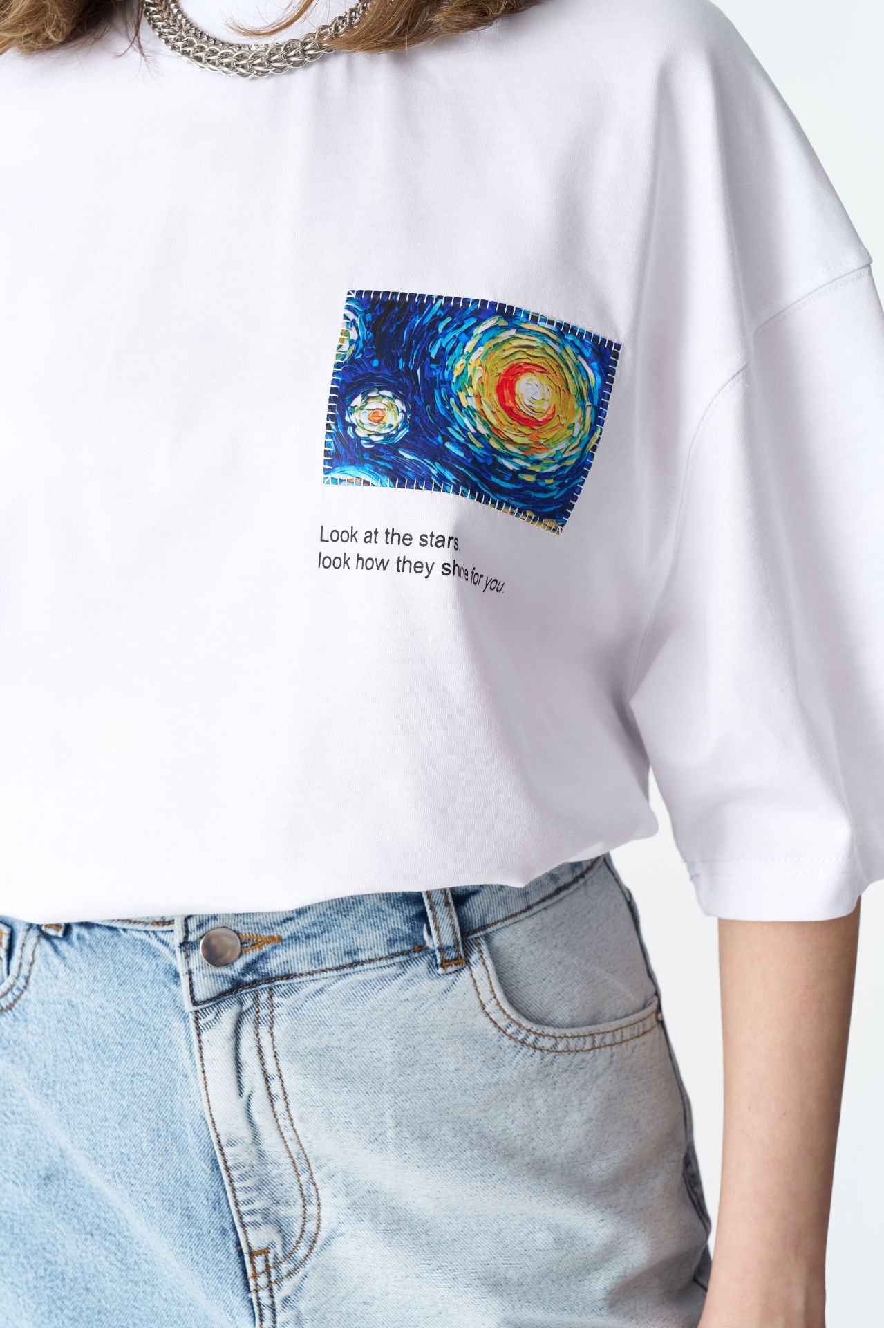 Vincent Van Gogh Baskılı, Nakışlı Unisex %100 Pamuk T-shirt