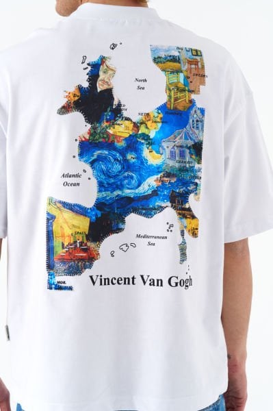 Vincent Van Gogh Baskılı, Nakışlı Unisex %100 Pamuk T-shirt
