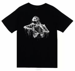 İskelet Rib Cage Kurukafa Baskılı T-shirt