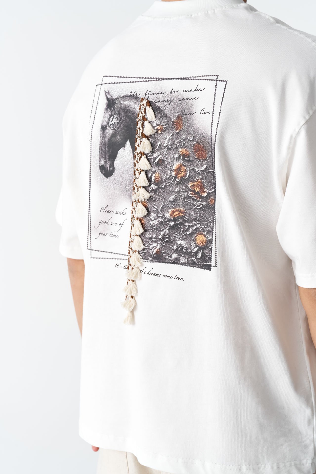 At Baskılı, Nakışlı, Örgülü Unisex %100 Pamuk T-shirt
