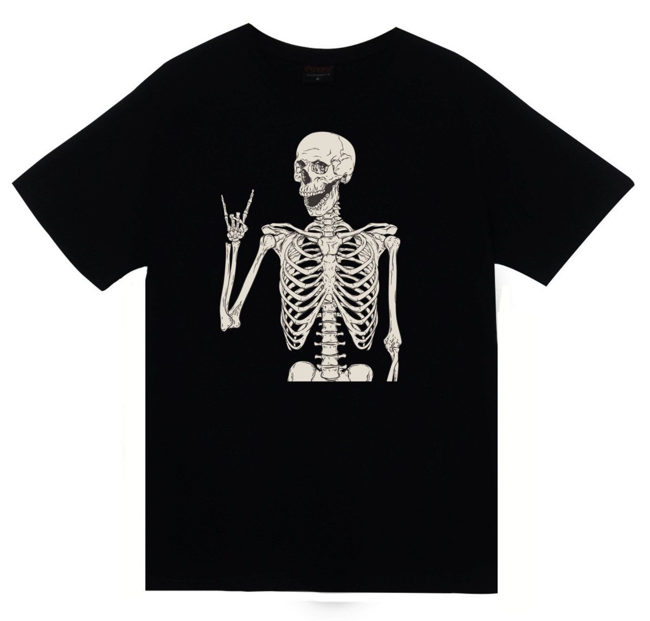 İskelet Rib Cage Kurukafa Baskılı T-shirt