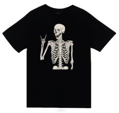 İskelet Rib Cage Kurukafa Baskılı T-shirt