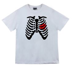 İskelet Rib Cage Kurukafa Baskılı T-shirt