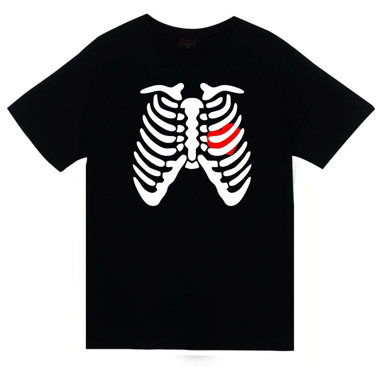 İskelet Rib Cage Kurukafa Baskılı T-shirt