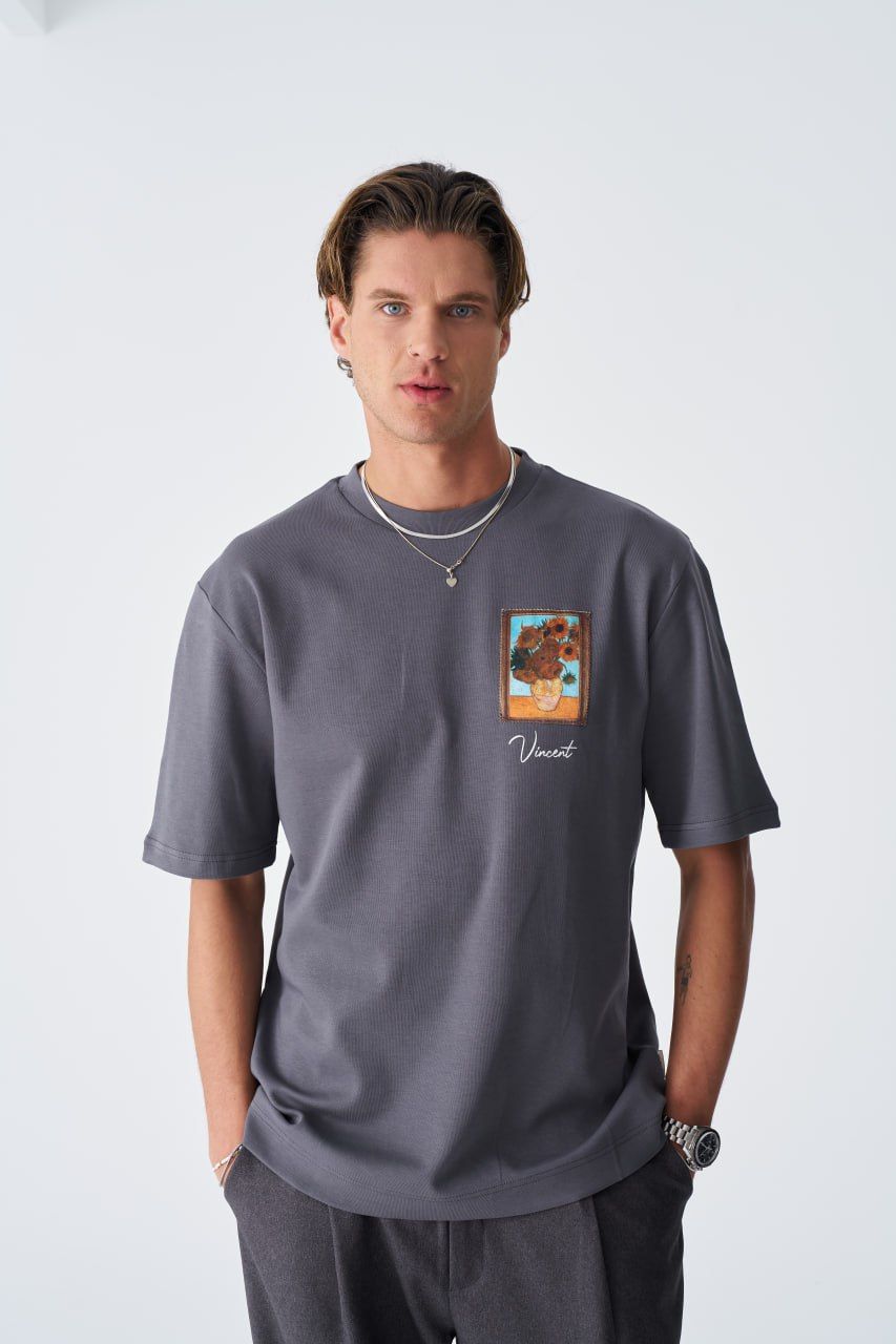 Vincent Van Gogh Baskılı, Nakışlı Unisex %100 Pamuk T-shirt