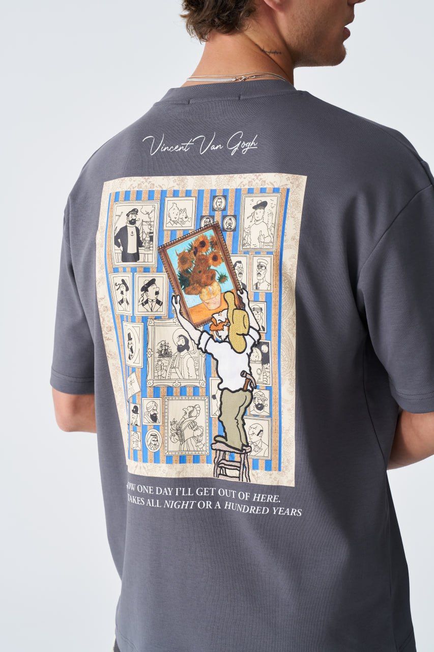 Vincent Van Gogh Baskılı, Nakışlı Unisex %100 Pamuk T-shirt