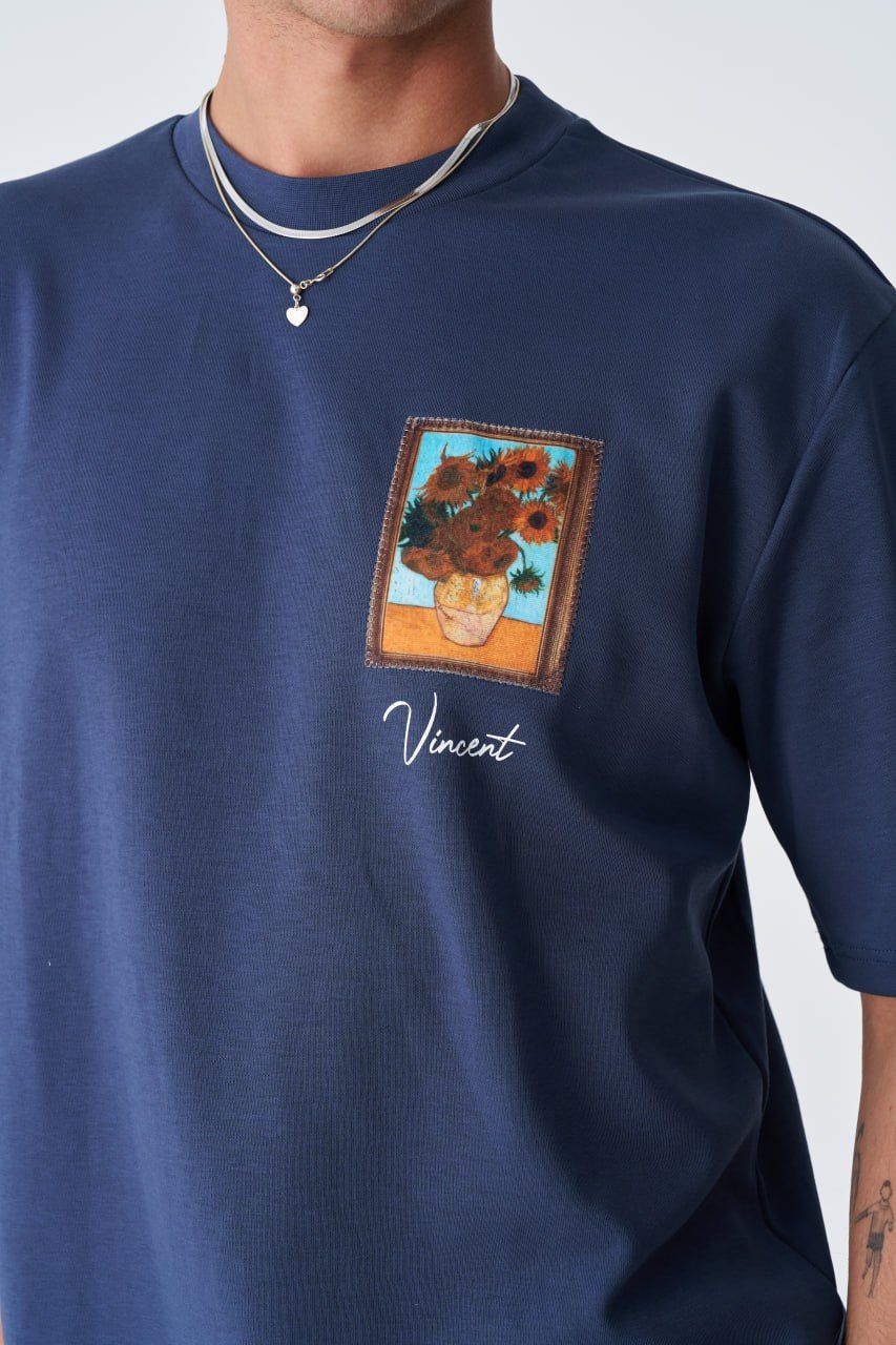 Vincent Van Gogh Baskılı, Nakışlı Unisex %100 Pamuk T-shirt