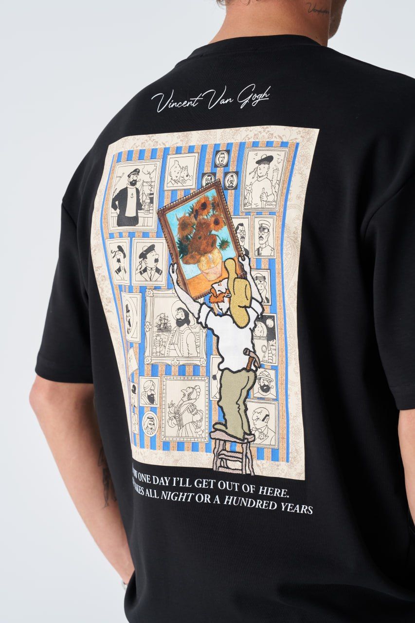 Vincent Van Gogh Baskılı, Nakışlı Unisex %100 Pamuk T-shirt