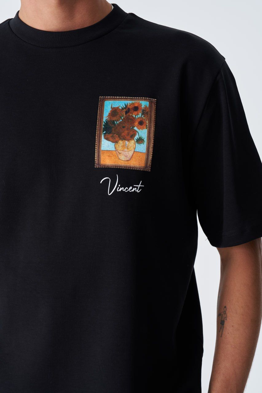 Vincent Van Gogh Baskılı, Nakışlı Unisex %100 Pamuk T-shirt