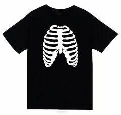 İskelet Rib Cage Kurukafa Baskılı T-shirt